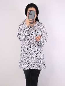 شومیز مانتویی جلو باز نخی (طرح دار)